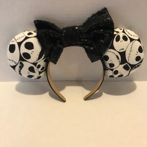 Handmade Disney Like Ears Nightmare Before Christmas Theme Bow Adult Headband.